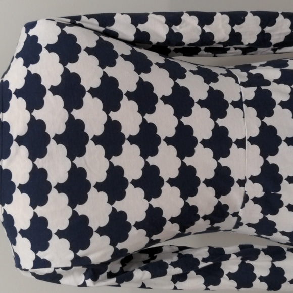 BODEN Cotton 3/4 Blue & White Scallop Pattern Dress  6R - Picture 4 of 8
